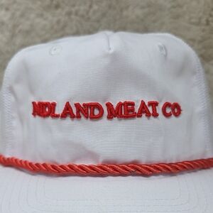 White and Red 'Midland Meat Co' Rope-Trim Trucker Hat
